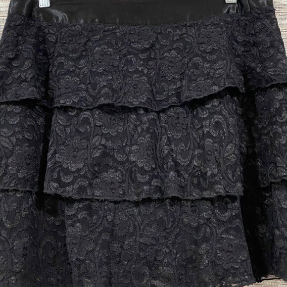 🖤Candies NWT  Y2K Black Lace Tiered Skirt M — Wednesday Addams Vibes 🖤 Back to - Picture 5 of 6